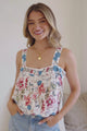 Aspa Top - Thick Adjustable Strap Button Front Crop in Safia Print