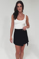 Pietra Skorts - Front Wrap with Tie and Shorts with Pockets in Black