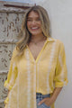 Beachly Embroidered Shirt - Collared Button Down Oversized Shirt in Lemon