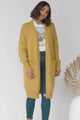 Kartika Cardigan - Long Ribbed Cuff and Hem Cardigan with Pockets in Mustard