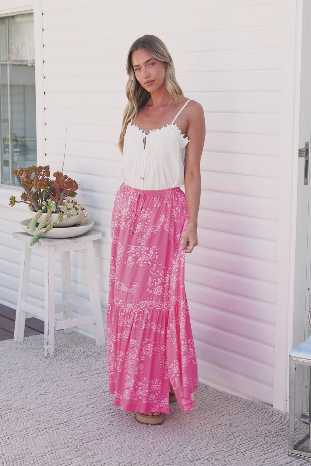 Hellen Maxi Skirt - High Waisted Skirt with Front Splits in Verity Print