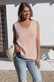 Valeria Top - Textured V-Neck Tank Top in Blush