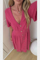 Cyan Midi Dress  - V Neckline Dress in Wine