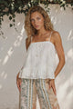 Orianne Cami - Lace Longline Top with Frill Tier Hem in White
