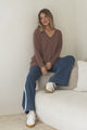 Mayanna Jumper - Light Weight V Neck Knit with Side Splits in Coffee