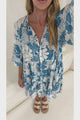 Tia Mini Dress - V Neck Long Sleeve Dress with Tiered Hem in Lumina Print