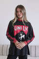 Long Live Cowgirls Long Sleeve Tee - Crew Neck Contrast Stripe Graphic T-Shirt in Black