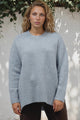 Sandro Jumper - Crew Neck Ribbed Hemlines with Step Hem in Blue
