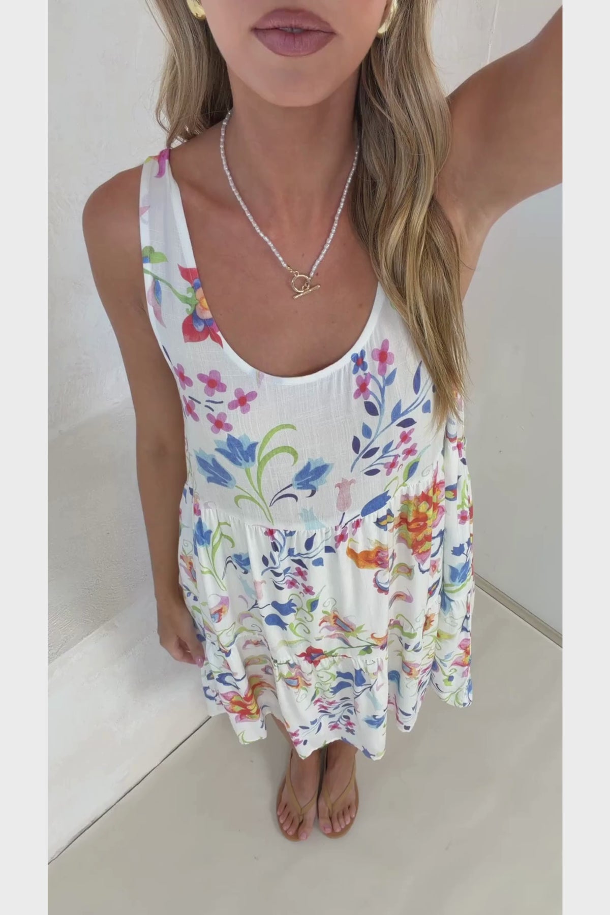 Byetta Mini Dress - Tie Shoulder Strap Sun Dress with Pockets in Rubie Print