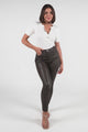 Chisel Jeans - Wet Look High Waisted Skinny Leg Jeans in Chocolate