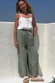 Mahina Pants - High Waisted Straight Leg Pants Astra Print in Green