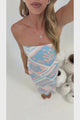 Liberty Maxi Dress - Strapless Mesh Overlay A Line Dress in Corallia Print