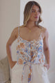 Mela Top - Adjustable Strap Cami with Tie Front in Nina Print