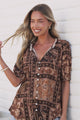 Neo Blouse - High Frill Collar Button Down Shirt in Mahalla Print