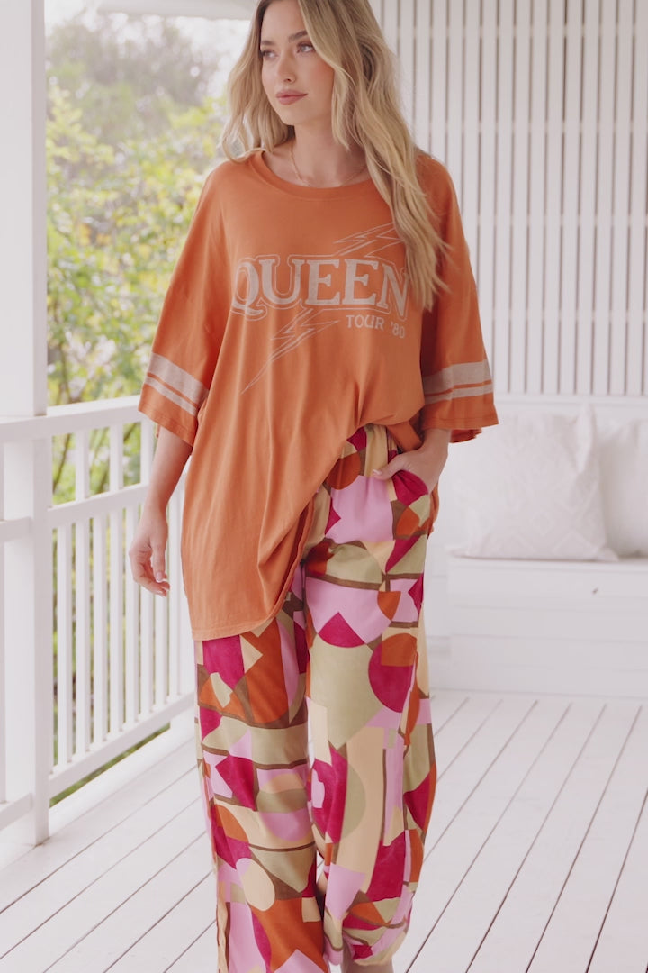 JAASE - Cici Pants: Mid Rise Relaxed Wide Leg Pant in Freya Print