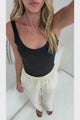 Zafira Pants - High Waisted Cheesecloth Pants with Waist Tie in Cream