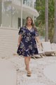 Arabella Mini Dress - V Neck Button-Front Dress with Adjustable Tie Waist in Colette Print