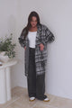 Ellington Cardigan - Lapel Collar Checkered Knit with Pockets in Grey