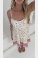 Antonia Mini Dress - Sweetheart Neckline Tiered Lace Spliced Dress with Adjustable Straps in Fay Print