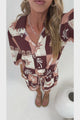 Mirian Button Up Shirt And Shorts Set - Serena Print Tan