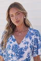 Arabella Mini Dress - V Neck Button-Front Dress with Adjustable Tie Waist in Alina Print