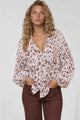 Bedella Top - Mandarin Collar Long Sleeve Button Front Blouse in Sima Print