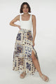 Hellen Maxi Skirt - High Waisted Skirt with Front Splits in Alphy Print