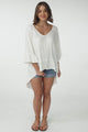 Kiany Top - Floaty Smock with Ruffle High Low Hemline in White