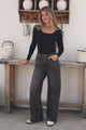 Kash Jeans - Relaxed Mid Rise Mum Jeans in Black Acid Wash