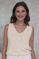 Valeria Top - Textured V-Neck Tank Top in Natural