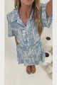 Calypso Mini Dress - Collared Shirt Dress with Short Sleeves and Matching Belt in Melba Print