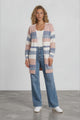 Alfie Cardigan - Open Stripe Knit with Pockets and Rib Knit Trim in Pink/Blue