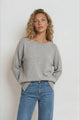 Willow Jumper - Crew Neck Batwing Sleeve Ribbed Step Hemline Knit in Grey