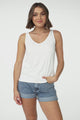 Ally Tank Top - V Neck Relaxed Tank Top in White