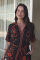 Kally Mini Dress - Collared Shirt Dress with Matching Waist Tie in Alexys Print