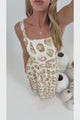 Lexah Maxi Dress - Embroidered A Line Dress with Pockets in Scallina Print Beige
