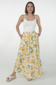 Alice Maxi Skirt - High Waisted Scoop Hemline Skirt with Pockets in Sicily Print