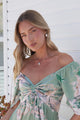 Ameya Mini Dress - Sweetheart Neckline On or Off Shoulder Dress with Tie Bust in Emerson Print
