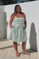 Sennia Mini Dress - Adjustable Spaghetti Strap Sun Dress in Gaubi Print Green