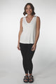 Sienna Tank Top - Soft V Neck Slight High-Low Top in White