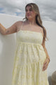 Giulia Maxi Dress - Floral Embroidered Sun Dress in Light Lemon