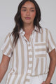 Wynn Shirt - Collared Button Down with Pocket in Gaubi Print Beige