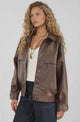 Caleb Jacket - PU Leather Relaxed Utility Jacket in Chocolate