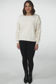 Louisa Knit Jumper - Long Sheer Lace Work Sleeve Jumper in Cream