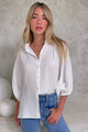 Samsara Shirt - Collared Oversized Button Down with Balloon Sleeves in White