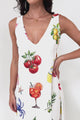 Janeen Maxi Dress - A-Line Sleeveless Dress with Side Splits in Paradisa Print