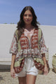 JAASE - Chloe Top: Very Oversized Crochet Trim Neckline Smock Top in Oakie Print
