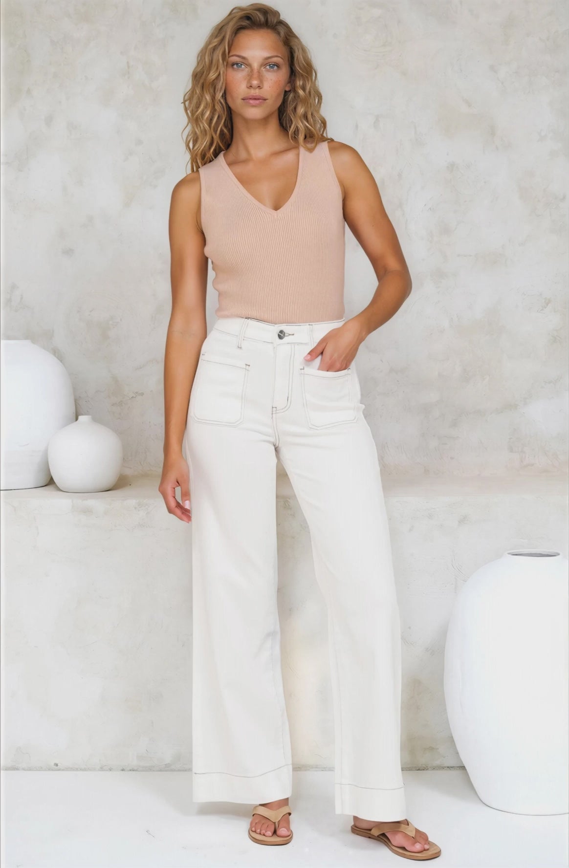 Cindy Wide Leg Jeans in White