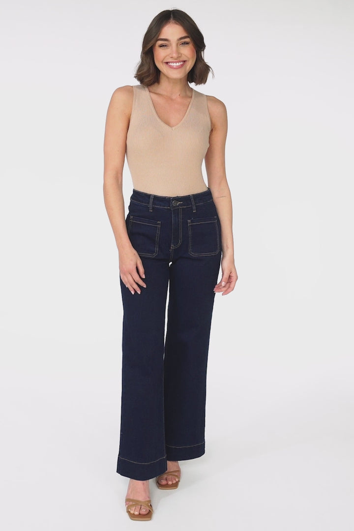 Cindy Wide Leg Jeans in Indigo