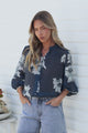 Alyce Shirt  - Mandarin Collar Cut Out Detailed Sleeve Button Down in Mabli Print